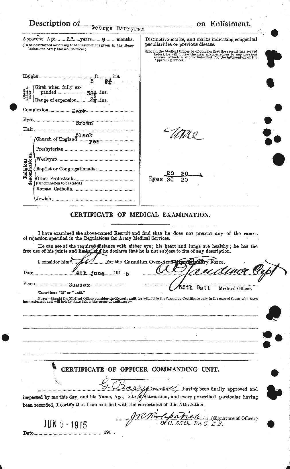 Dossiers du Personnel de la Première Guerre mondiale - CEC 235527b
