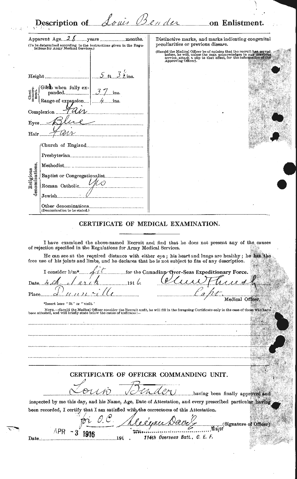 Dossiers du Personnel de la Première Guerre mondiale - CEC 235701b