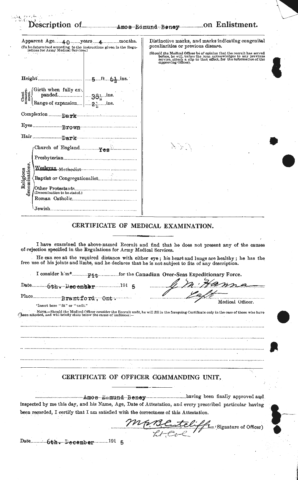 Dossiers du Personnel de la Première Guerre mondiale - CEC 235777b