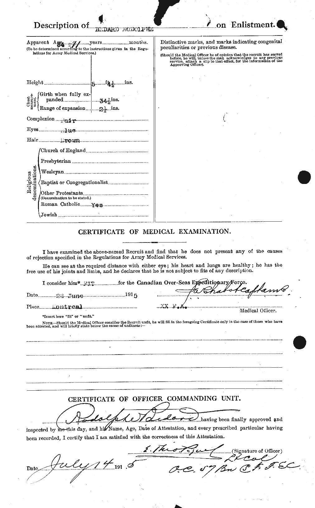 Dossiers du Personnel de la Première Guerre mondiale - CEC 236080b