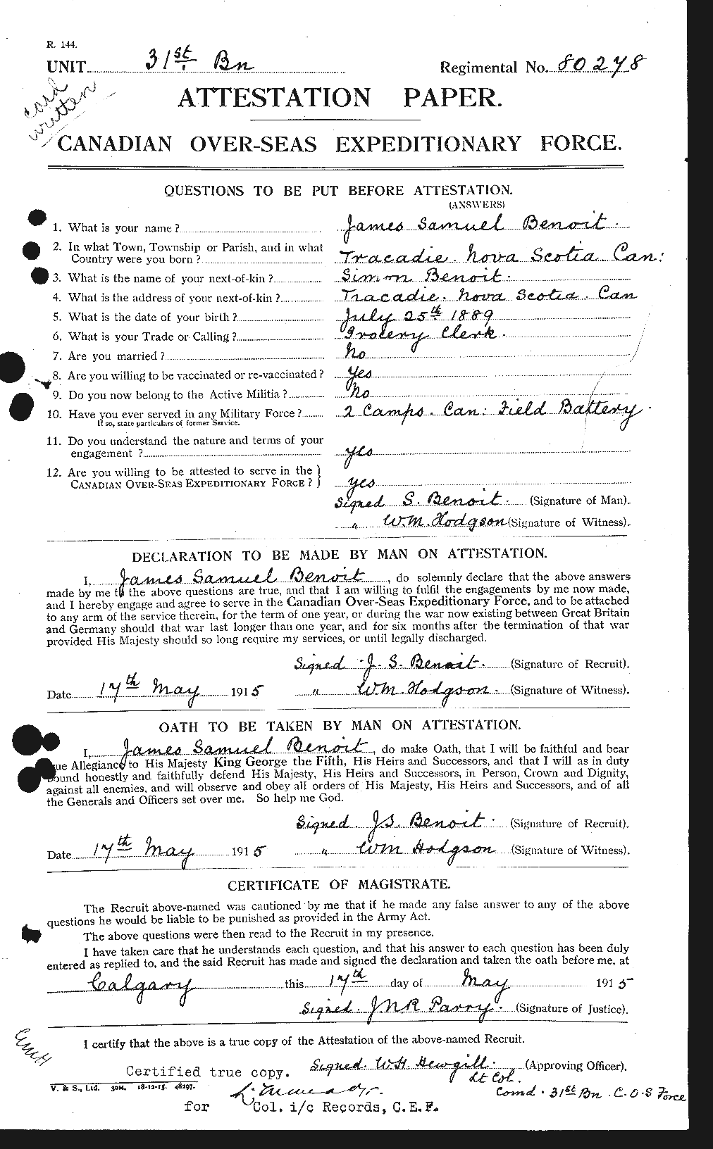 Personnel Records of the First World War - CEF 236707a
