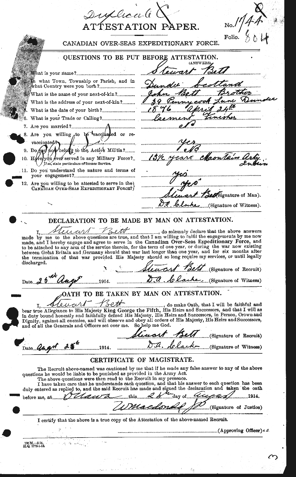 Personnel Records of the First World War - CEF 237078a