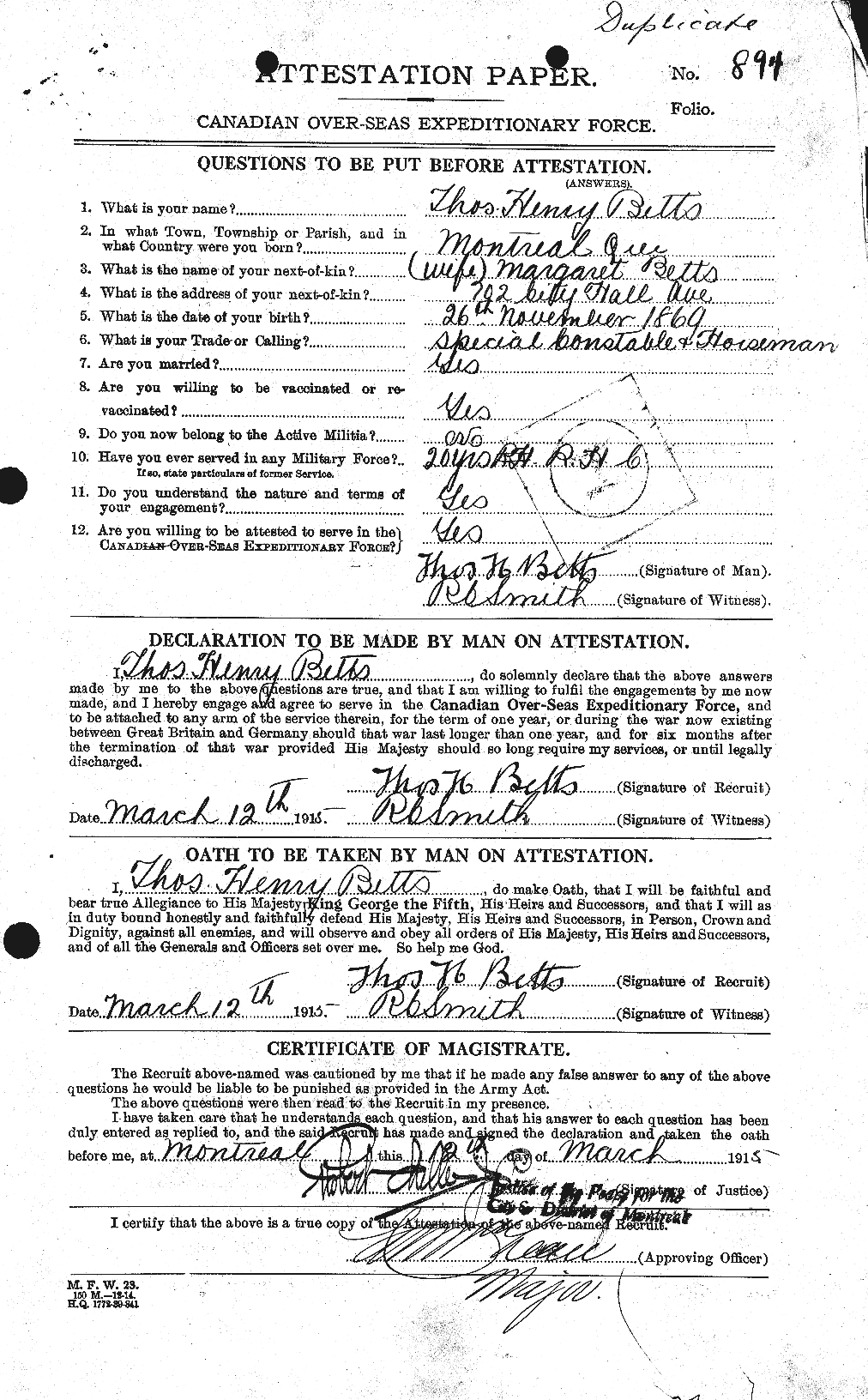 Personnel Records of the First World War - CEF 237207a