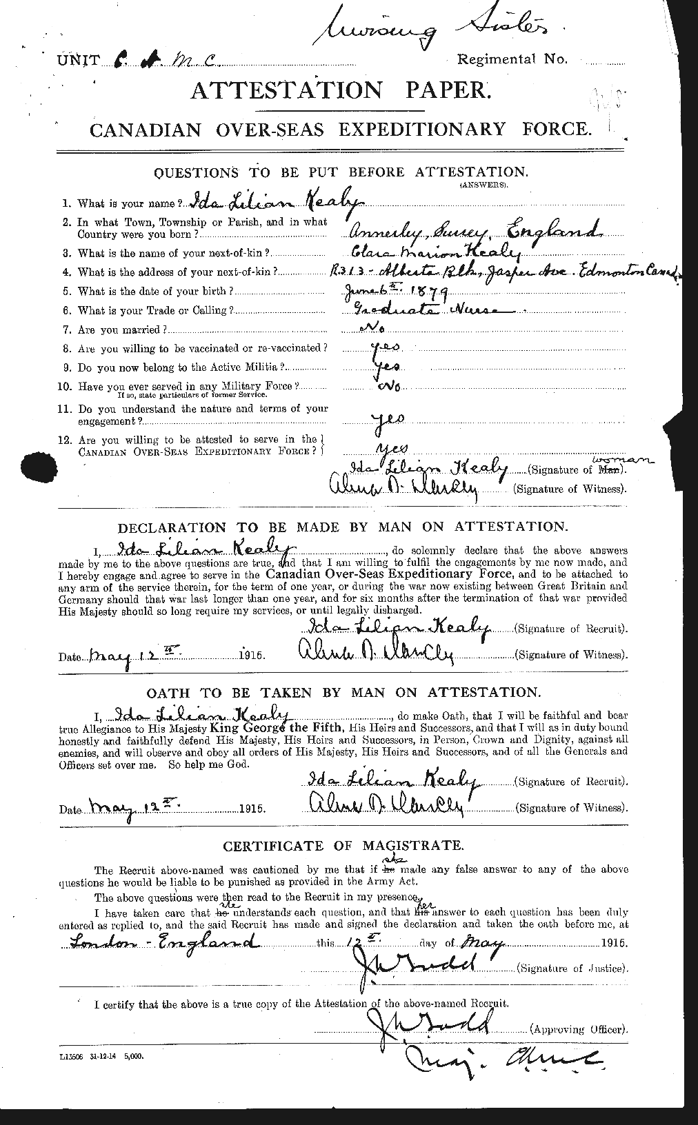 Personnel Records of the First World War - CEF 237299a