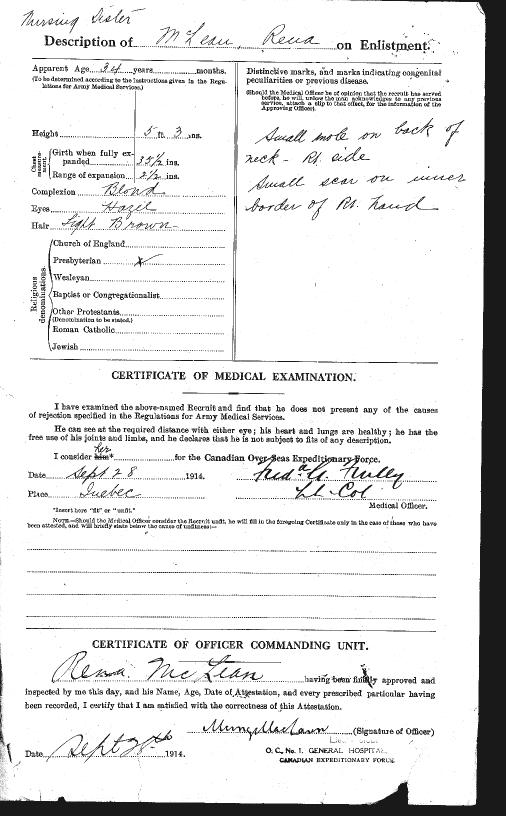Dossiers du Personnel de la Première Guerre mondiale - CEC 237308b