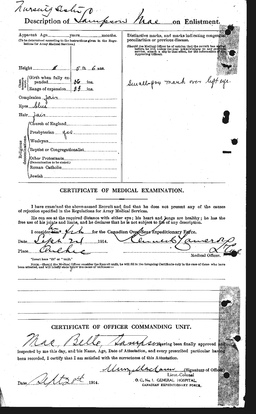 Dossiers du Personnel de la Première Guerre mondiale - CEC 237317b