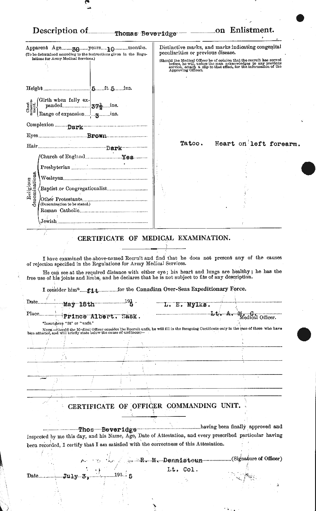 Dossiers du Personnel de la Première Guerre mondiale - CEC 237379b