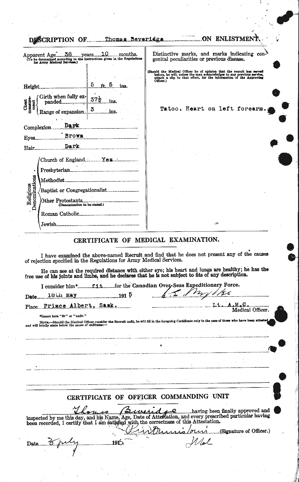 Dossiers du Personnel de la Première Guerre mondiale - CEC 237381b
