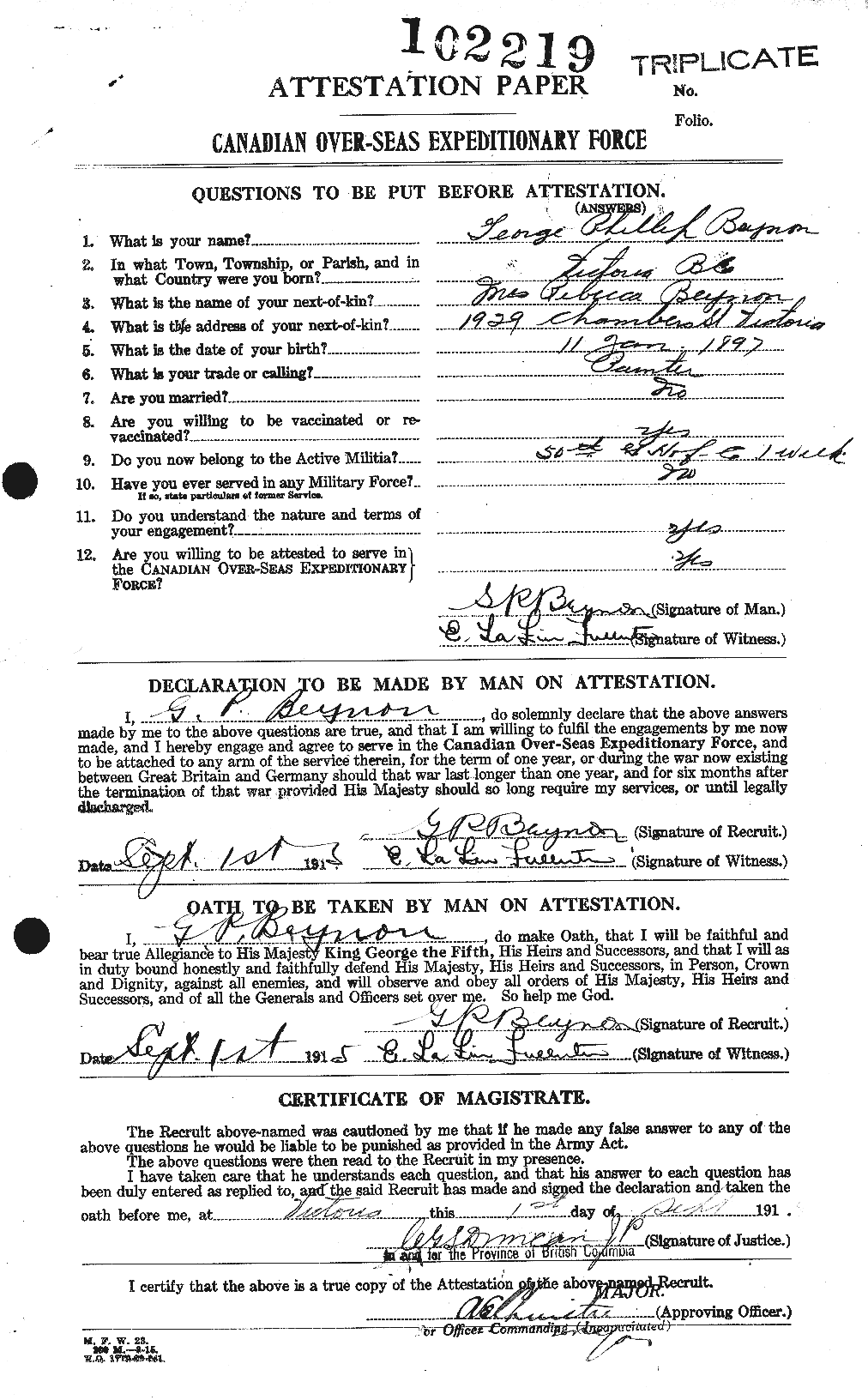 Personnel Records of the First World War - CEF 237509a