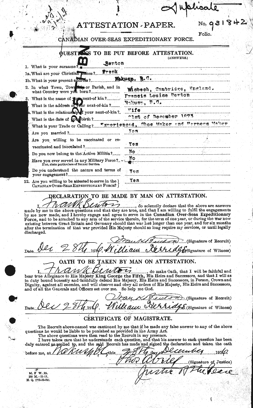Personnel Records of the First World War - CEF 237810a