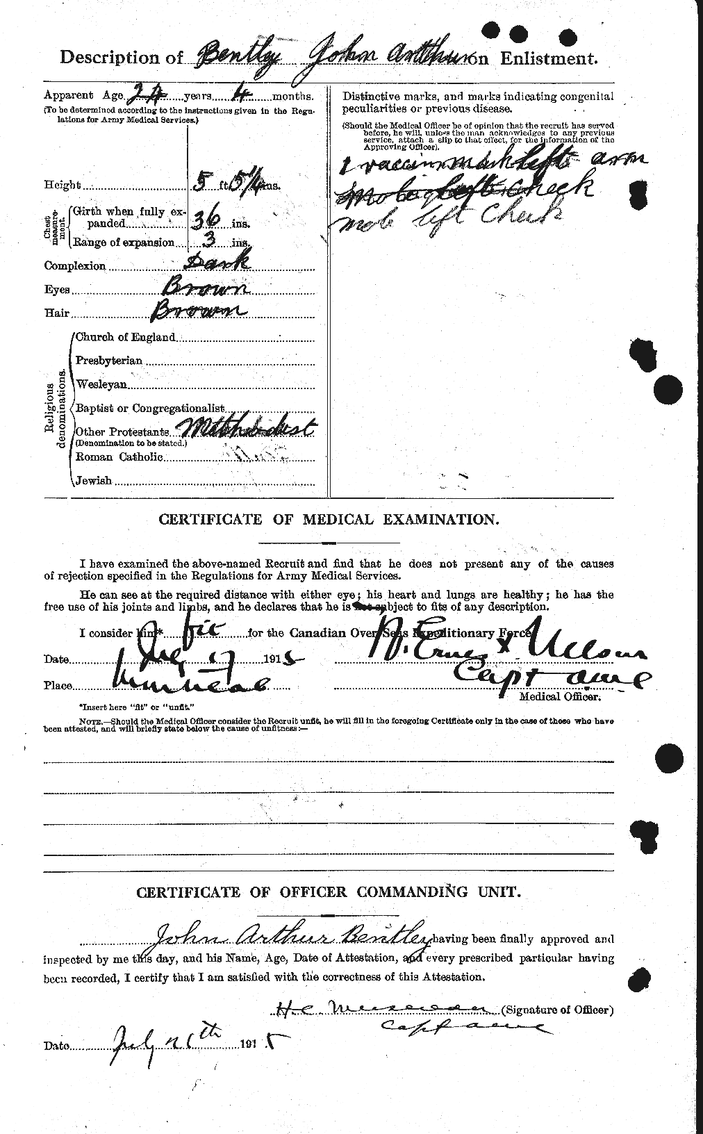 Dossiers du Personnel de la Première Guerre mondiale - CEC 237877b