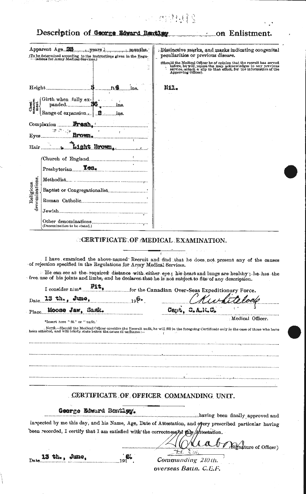 Dossiers du Personnel de la Première Guerre mondiale - CEC 237917b
