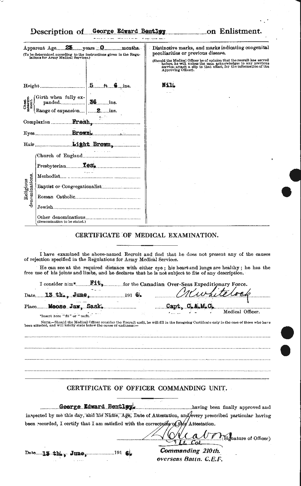 Dossiers du Personnel de la Première Guerre mondiale - CEC 237918b