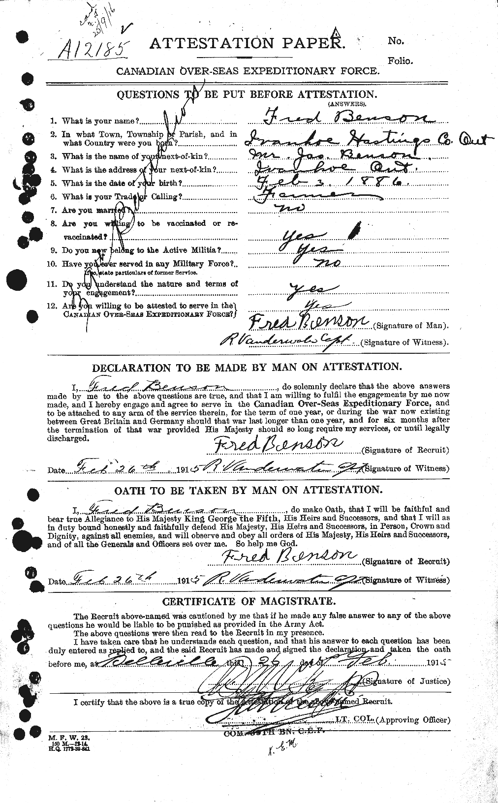 Personnel Records of the First World War - CEF 238313a