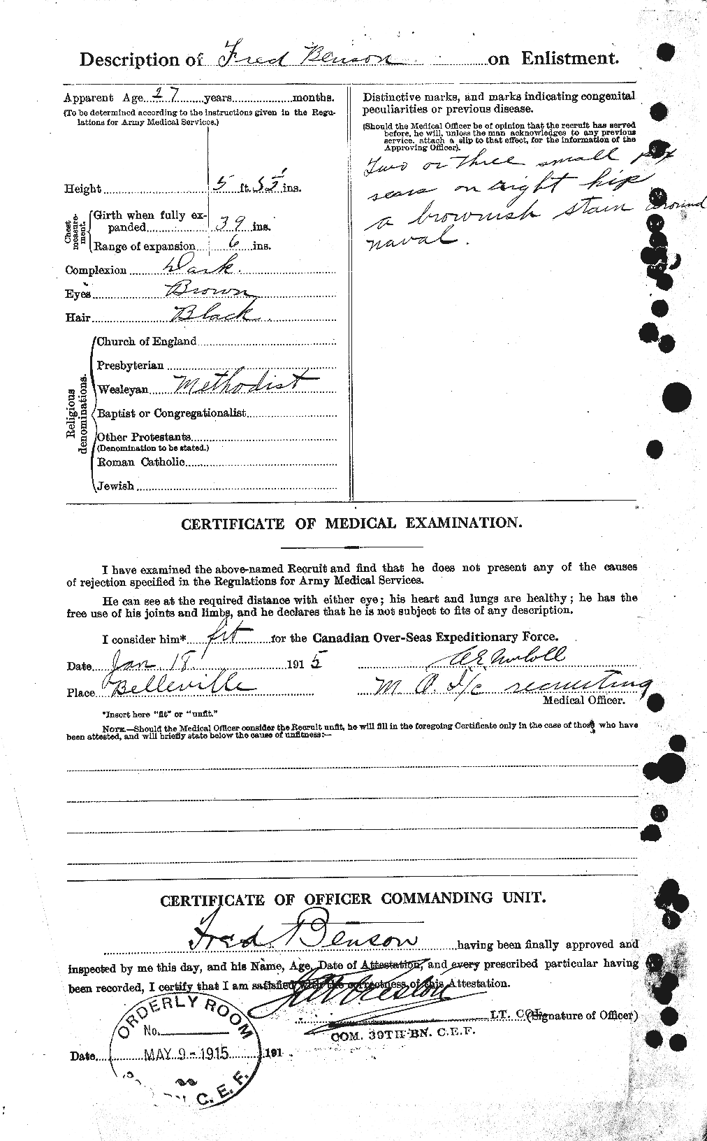 Dossiers du Personnel de la Première Guerre mondiale - CEC 238313b
