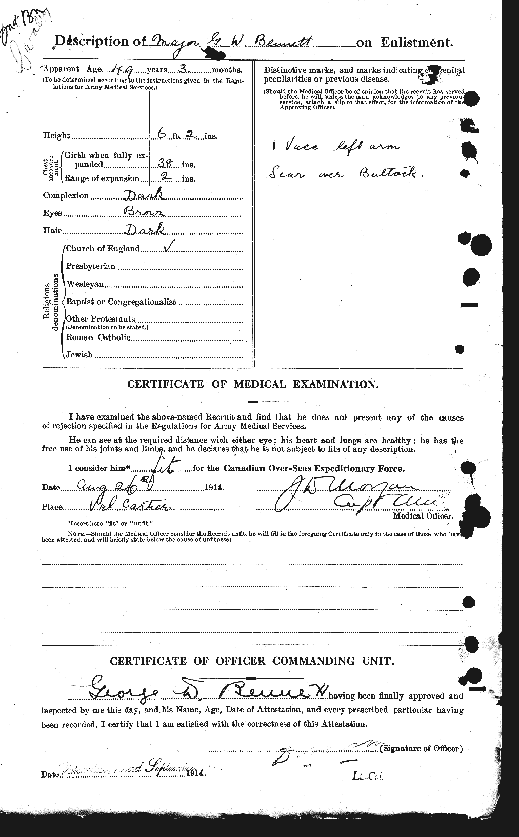 Dossiers du Personnel de la Première Guerre mondiale - CEC 238424b