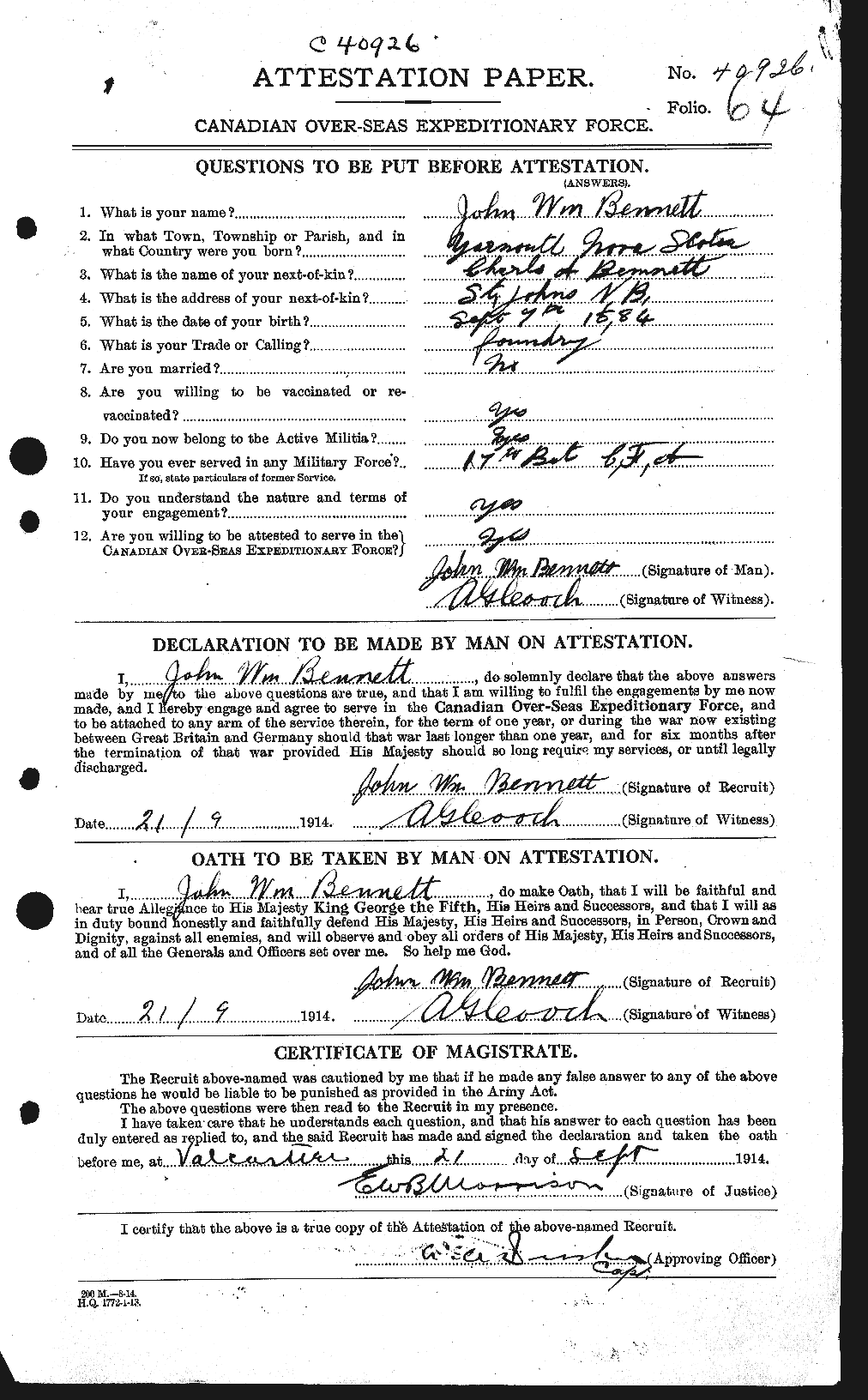 Personnel Records of the First World War - CEF 238626a