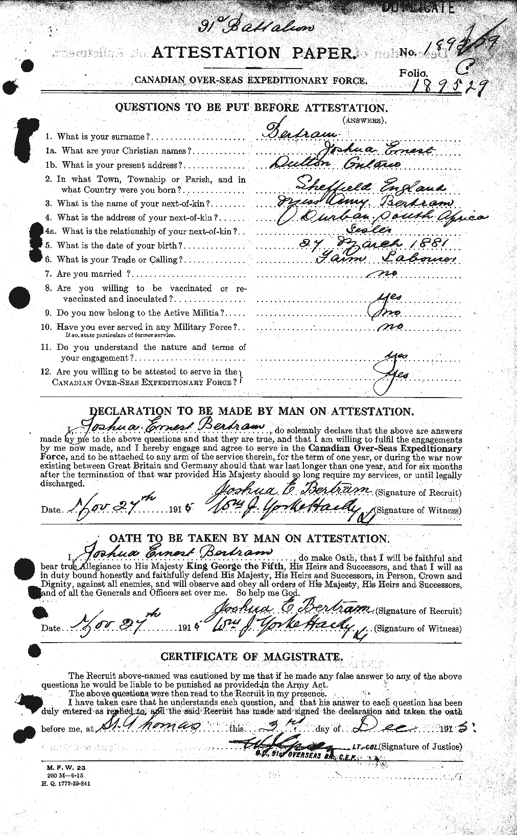 Personnel Records of the First World War - CEF 238683a