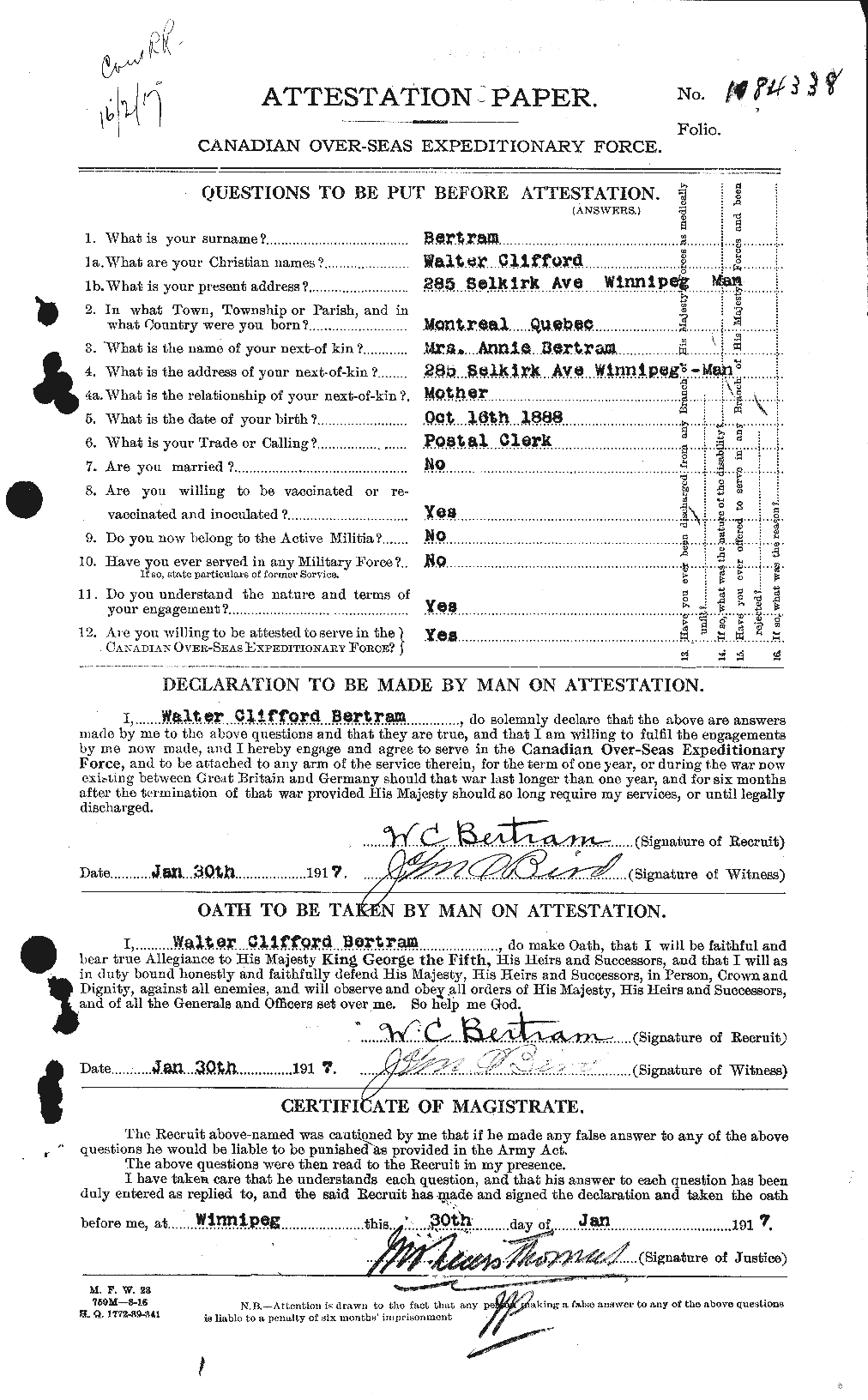 Personnel Records of the First World War - CEF 238694a