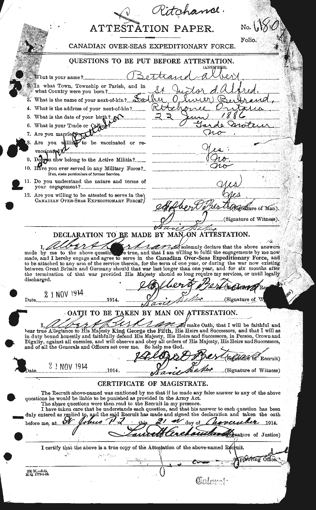 Personnel Records of the First World War - CEF 238710a