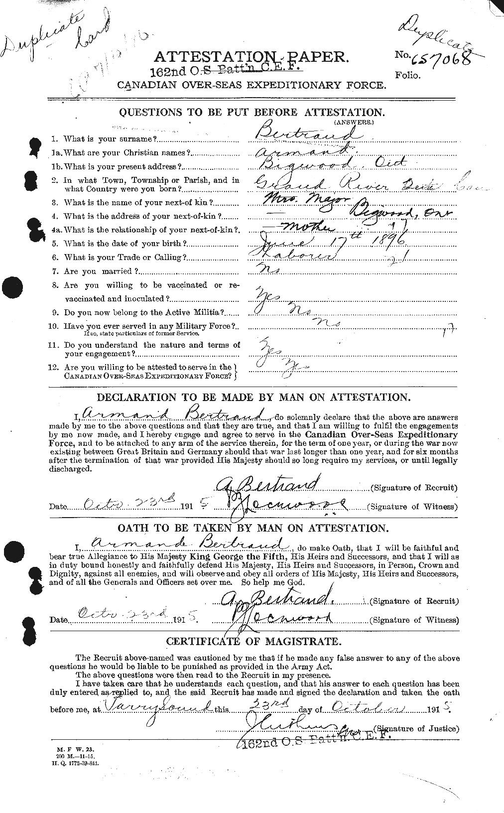 Personnel Records of the First World War - CEF 238726a