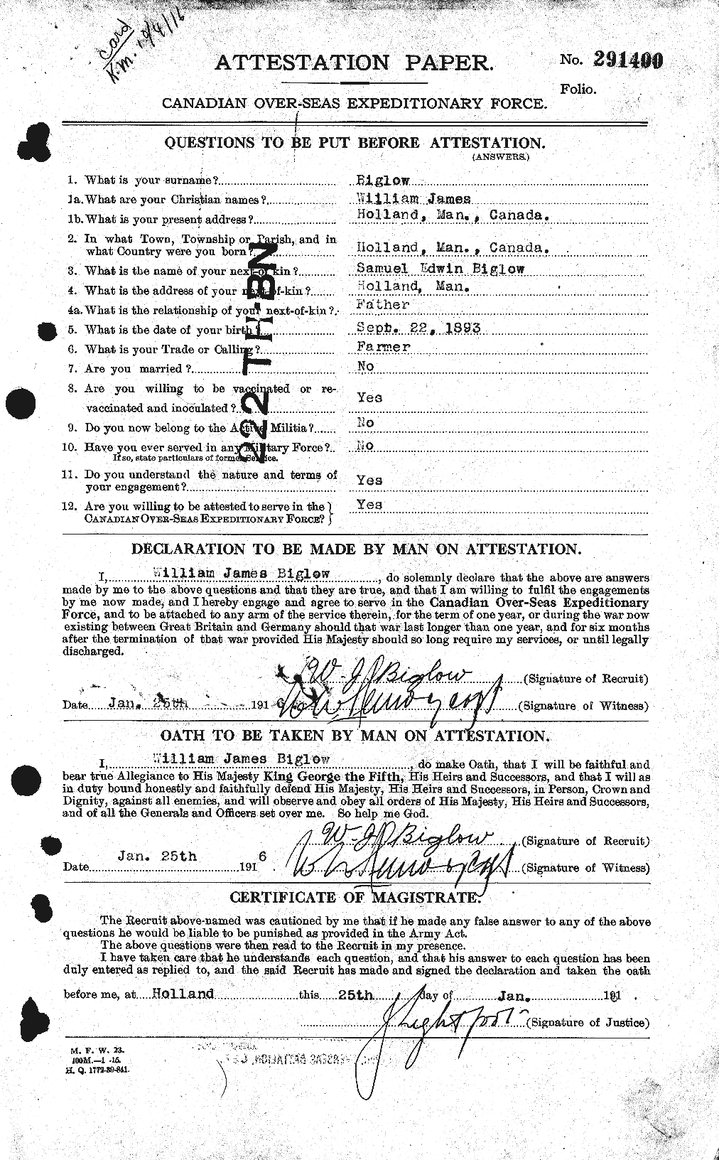 Personnel Records of the First World War - CEF 239111a