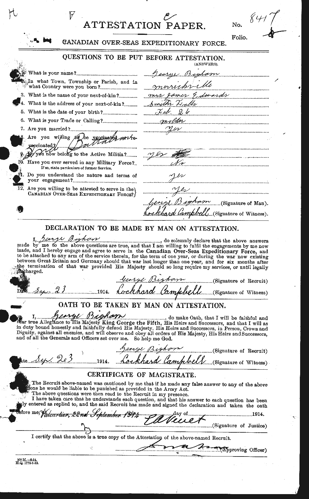 Personnel Records of the First World War - CEF 239141a