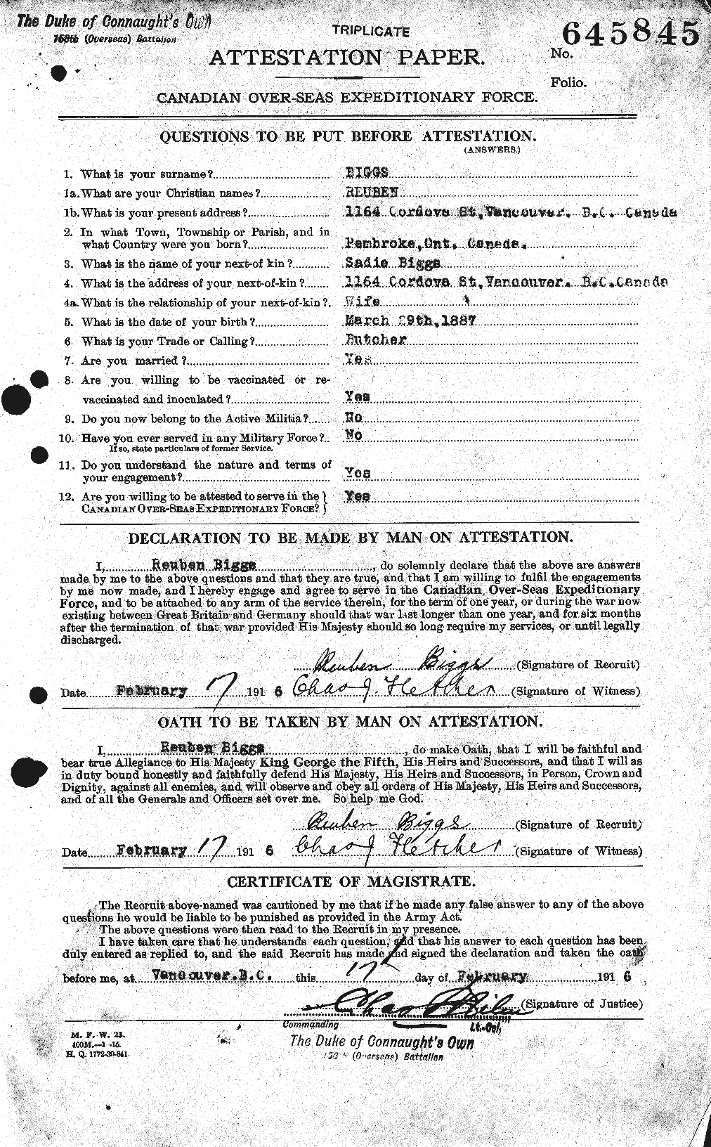Personnel Records of the First World War - CEF 239166a
