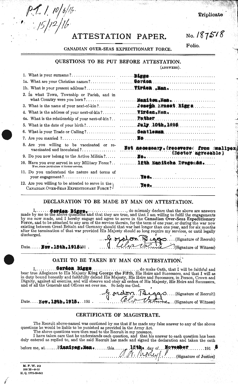 Personnel Records of the First World War - CEF 239200a
