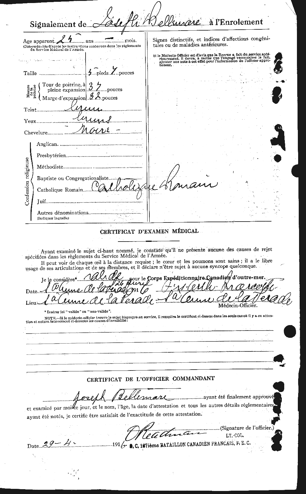 Dossiers du Personnel de la Première Guerre mondiale - CEC 239282b