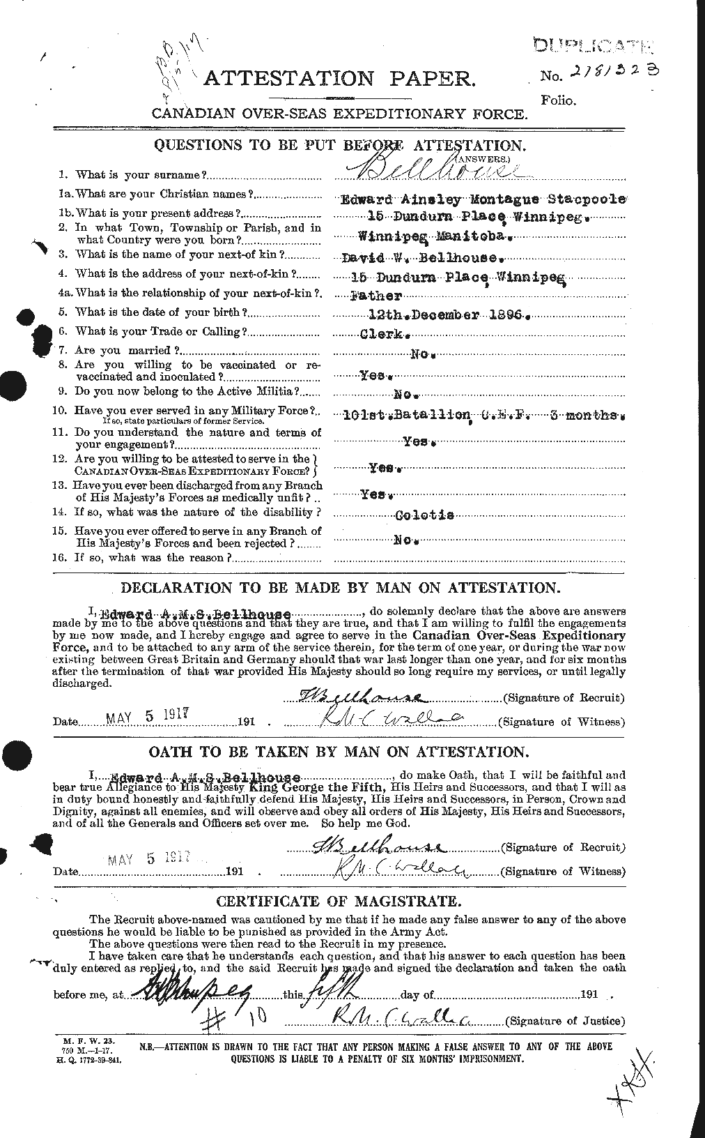 Personnel Records of the First World War - CEF 239367a