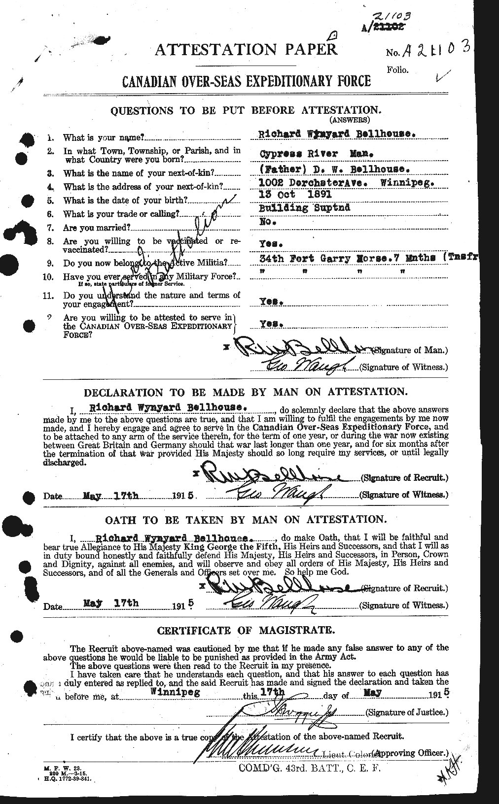 Personnel Records of the First World War - CEF 239369a