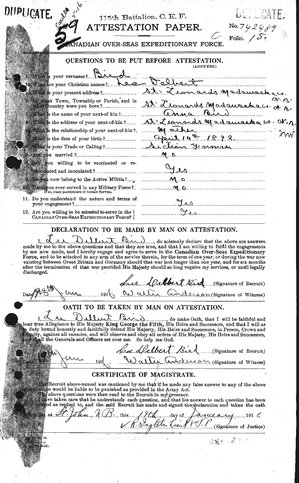 Personnel Records of the First World War - CEF 239475a