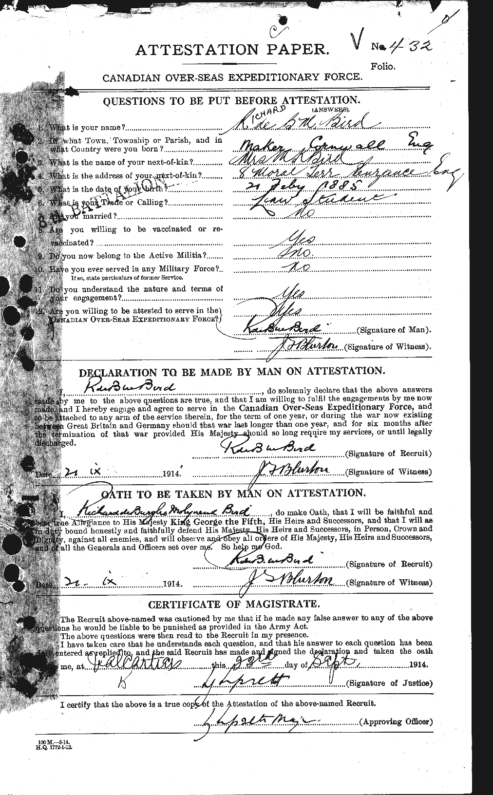 Personnel Records of the First World War - CEF 239496a