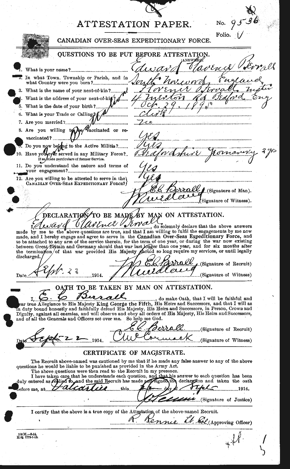 Personnel Records of the First World War - CEF 239827a
