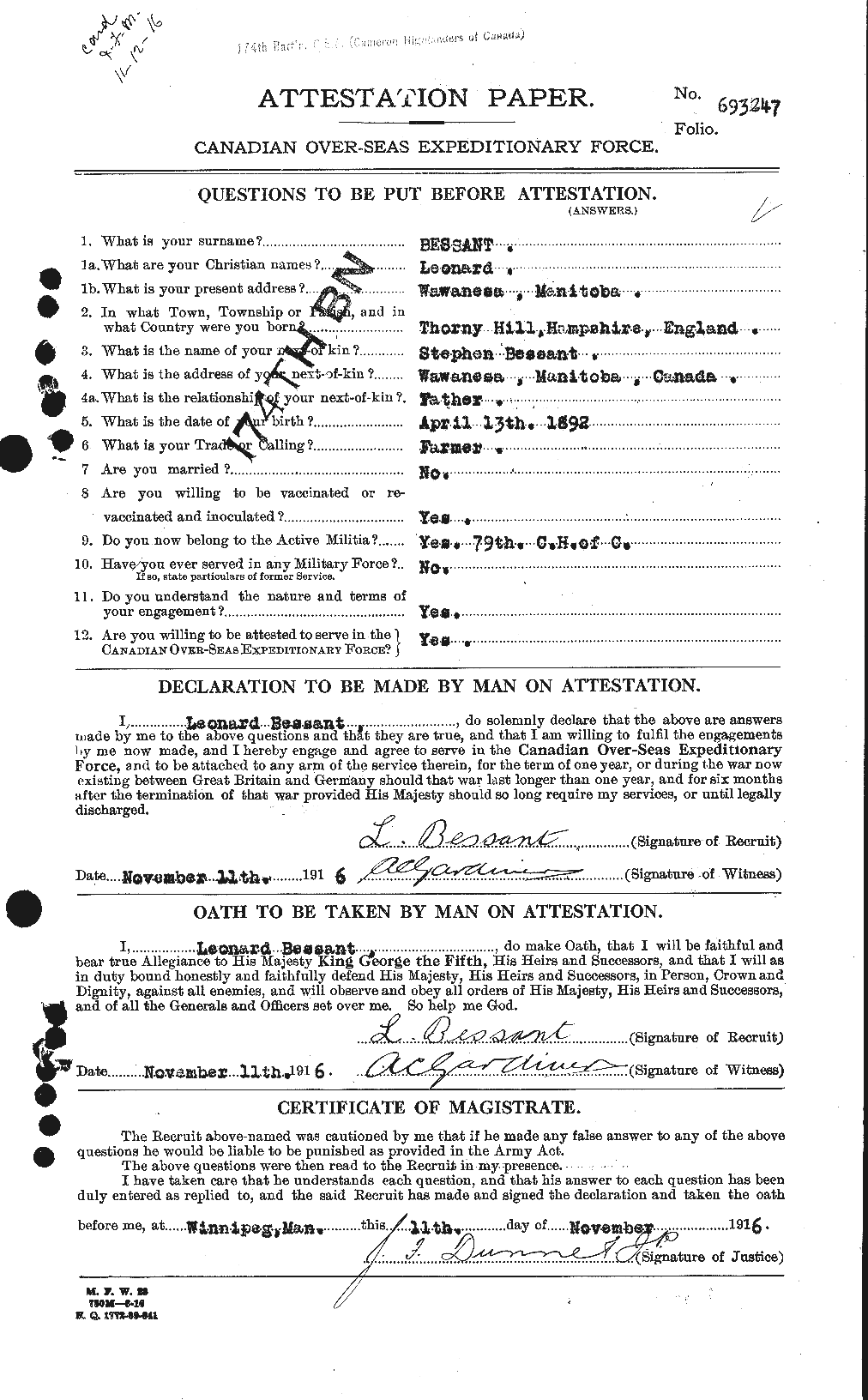 Personnel Records of the First World War - CEF 240137a
