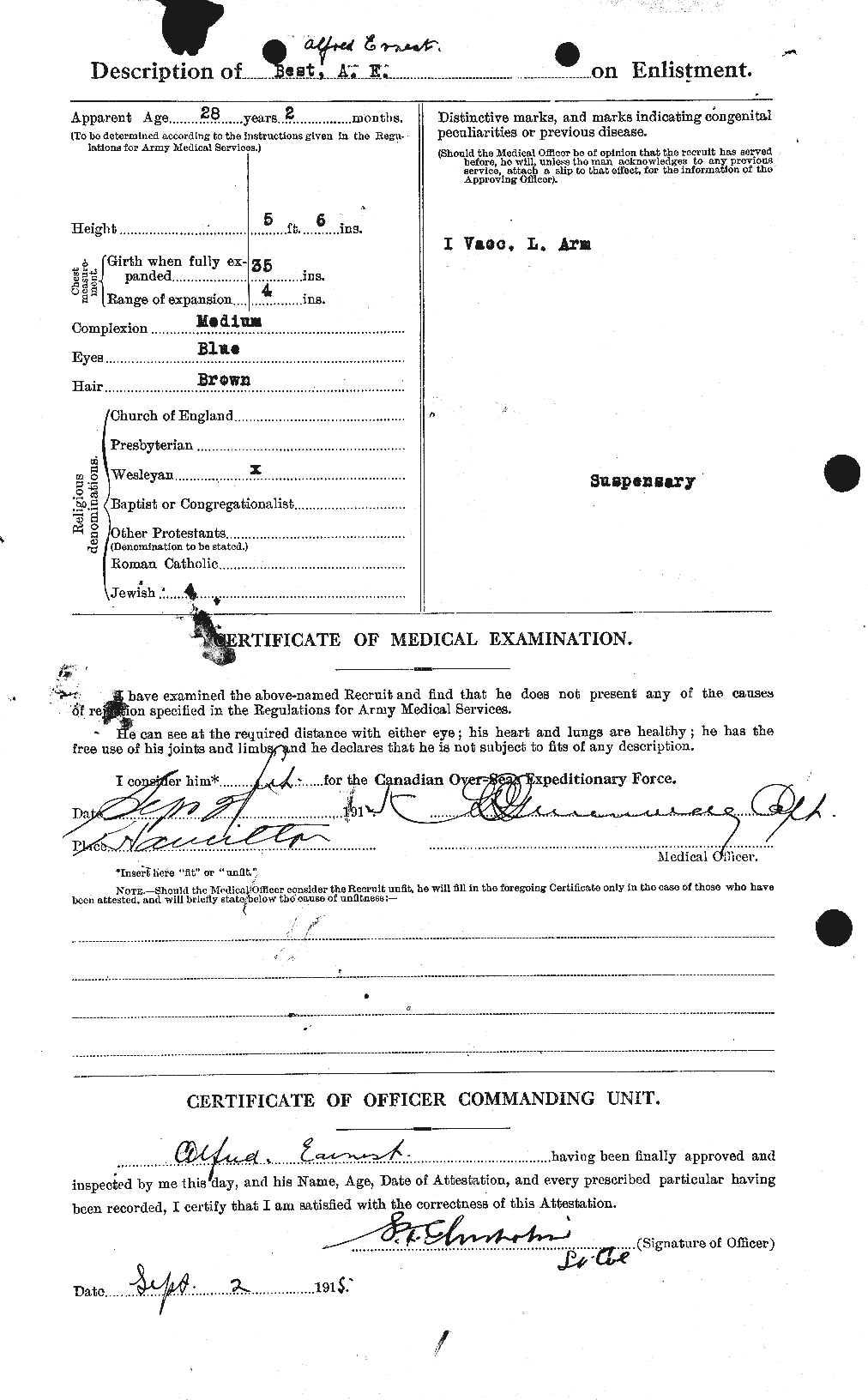 Dossiers du Personnel de la Première Guerre mondiale - CEC 240217b