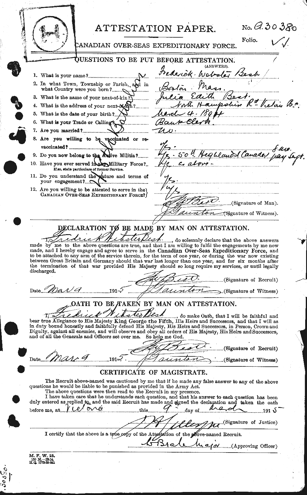 Personnel Records of the First World War - CEF 240253a
