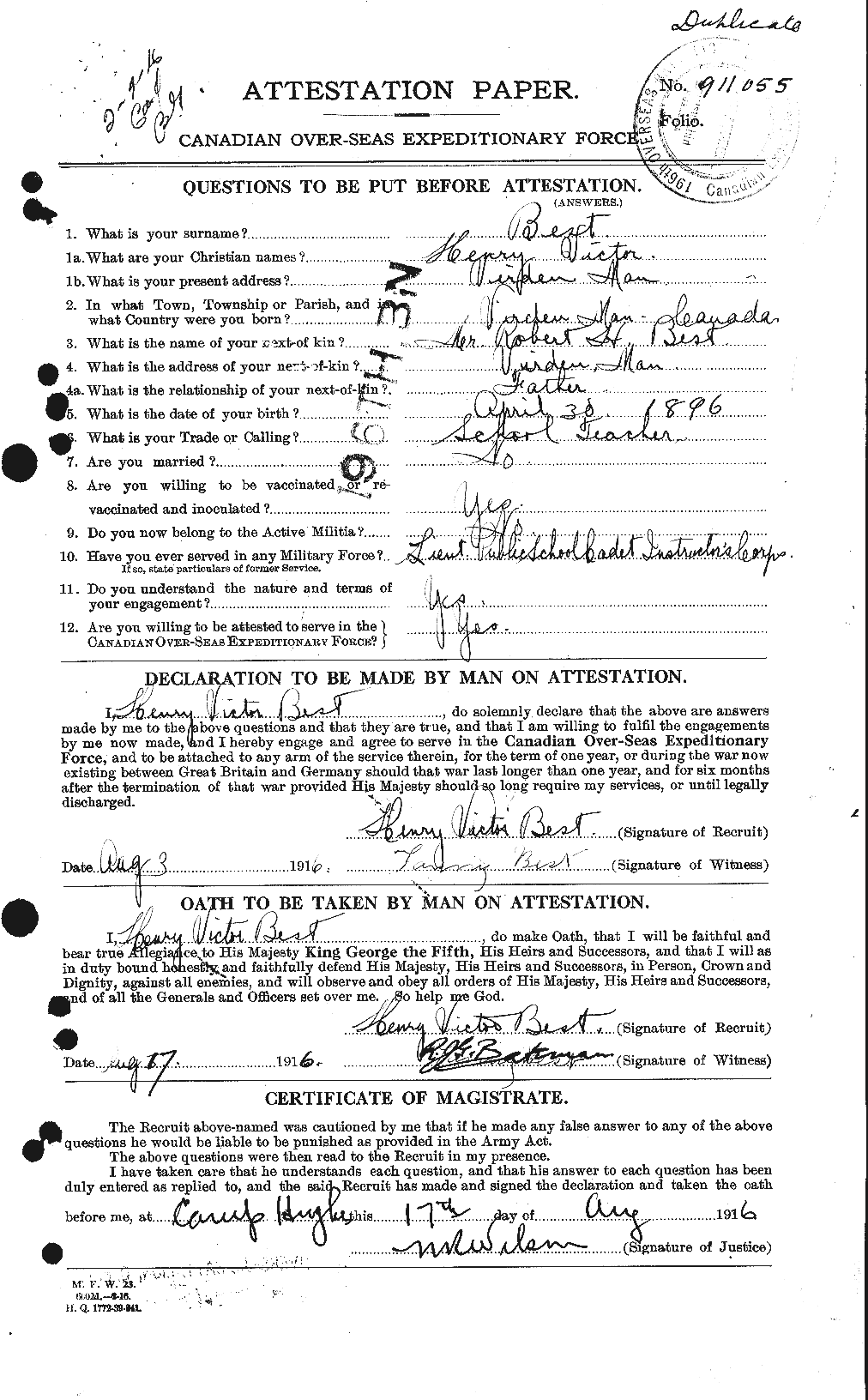 Personnel Records of the First World War - CEF 240273a