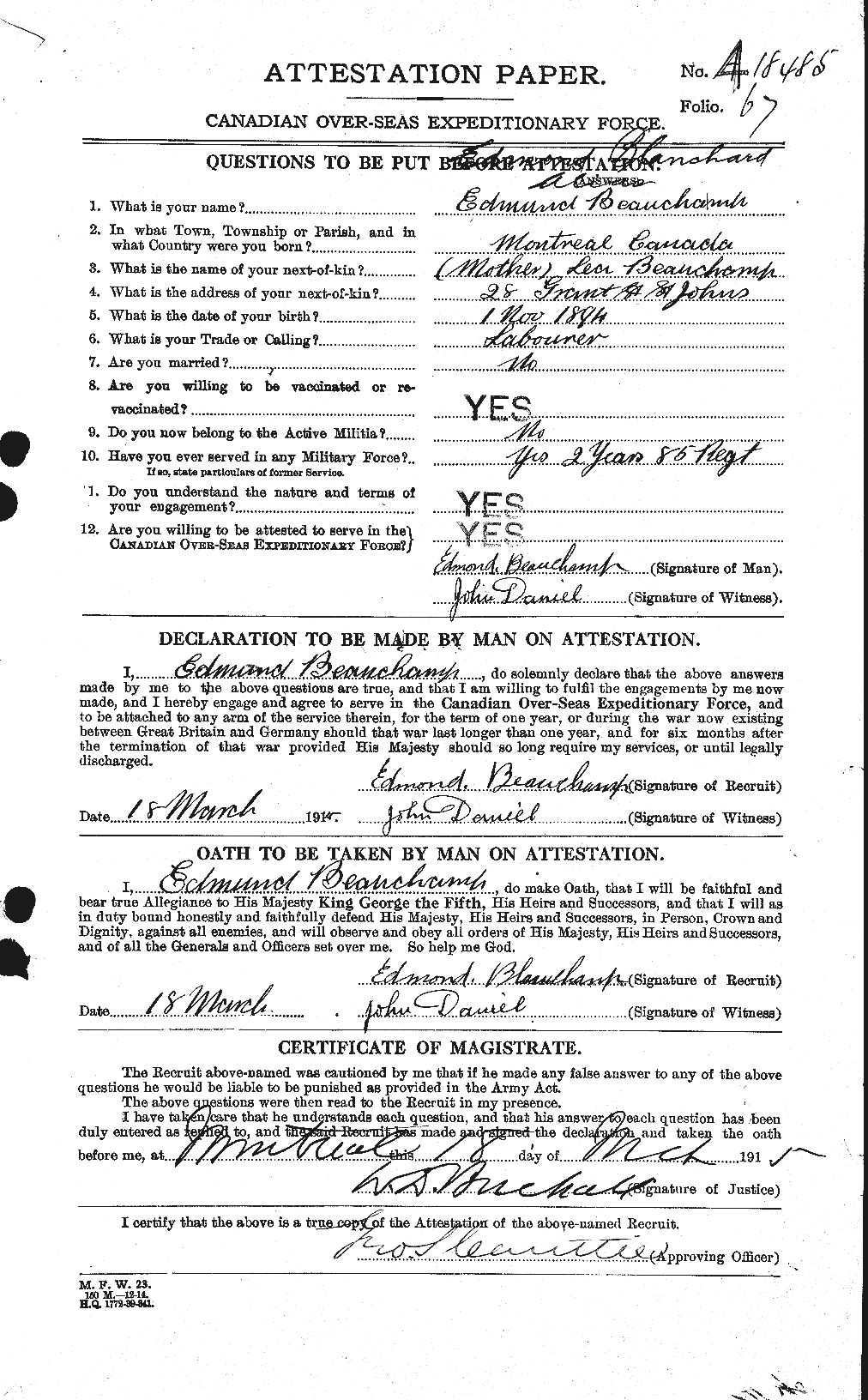 Personnel Records of the First World War - CEF 240367a