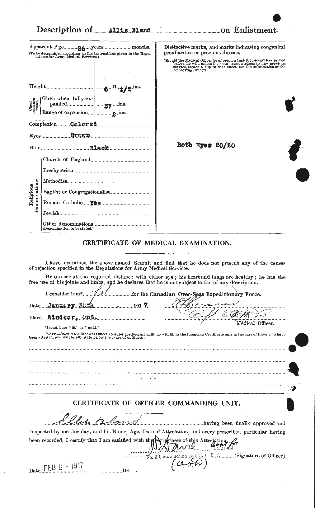 Dossiers du Personnel de la Première Guerre mondiale - CEC 240622b