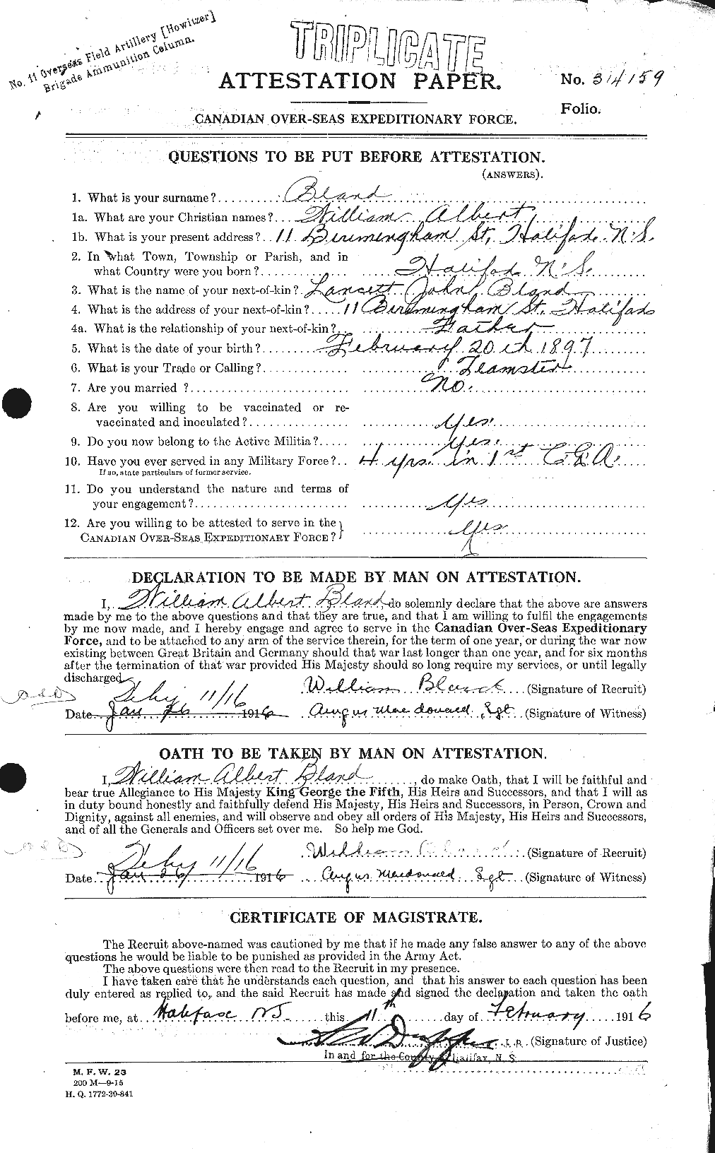 Personnel Records of the First World War - CEF 240666a