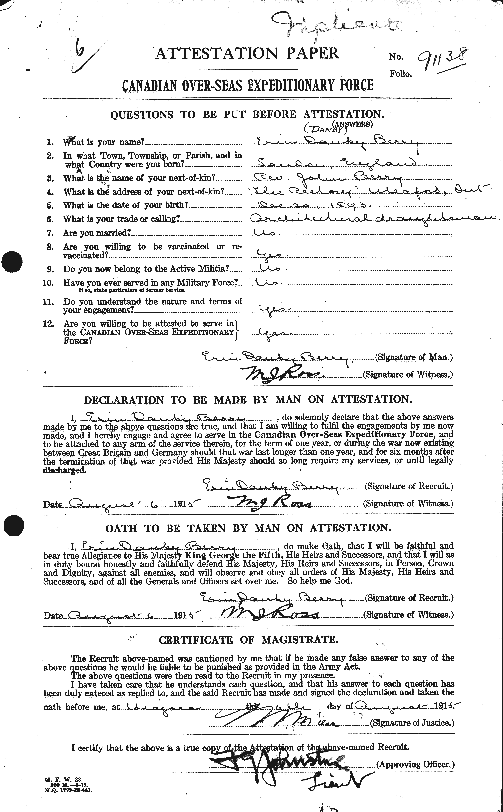 Personnel Records of the First World War - CEF 240854a