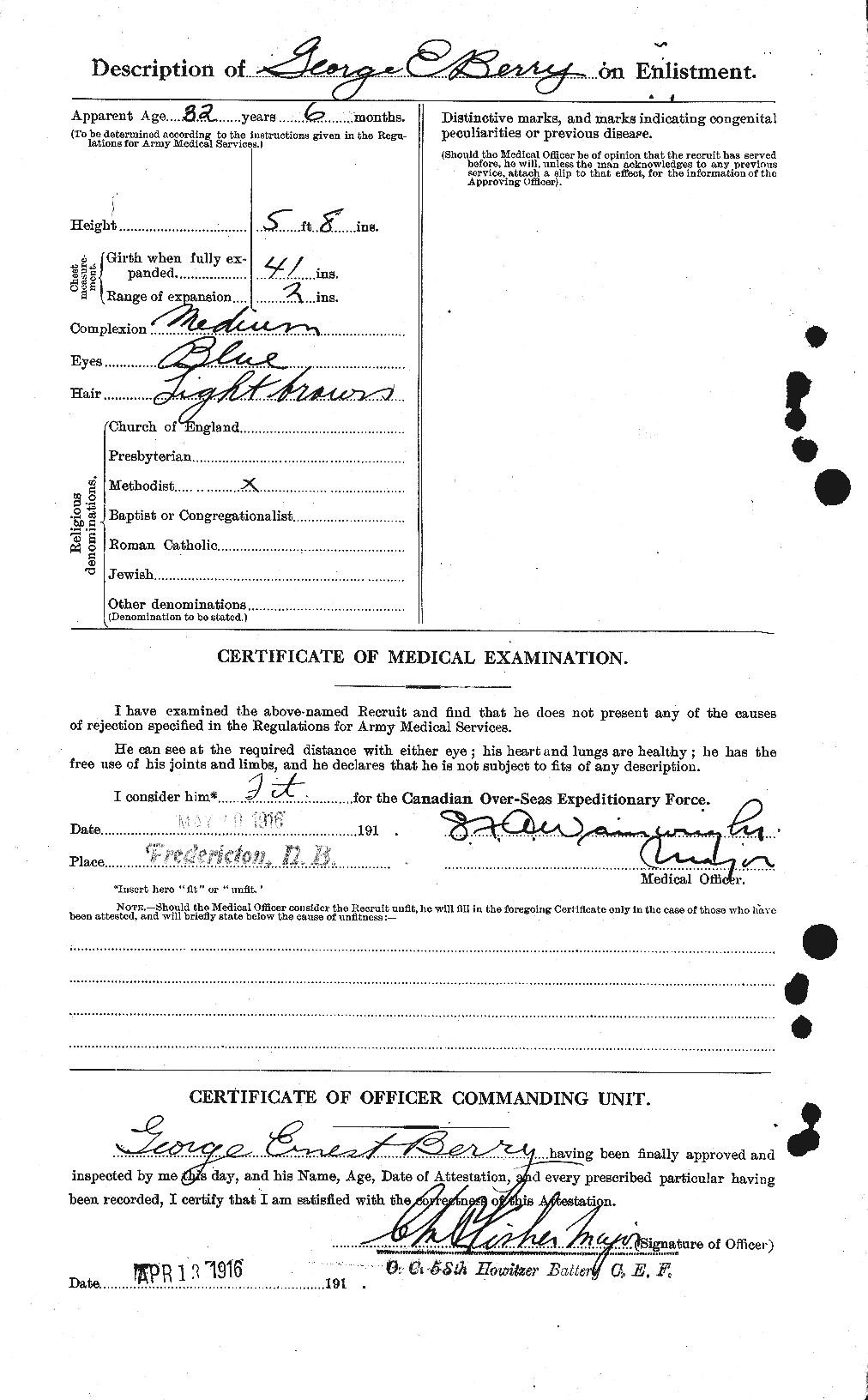 Dossiers du Personnel de la Première Guerre mondiale - CEC 240890b