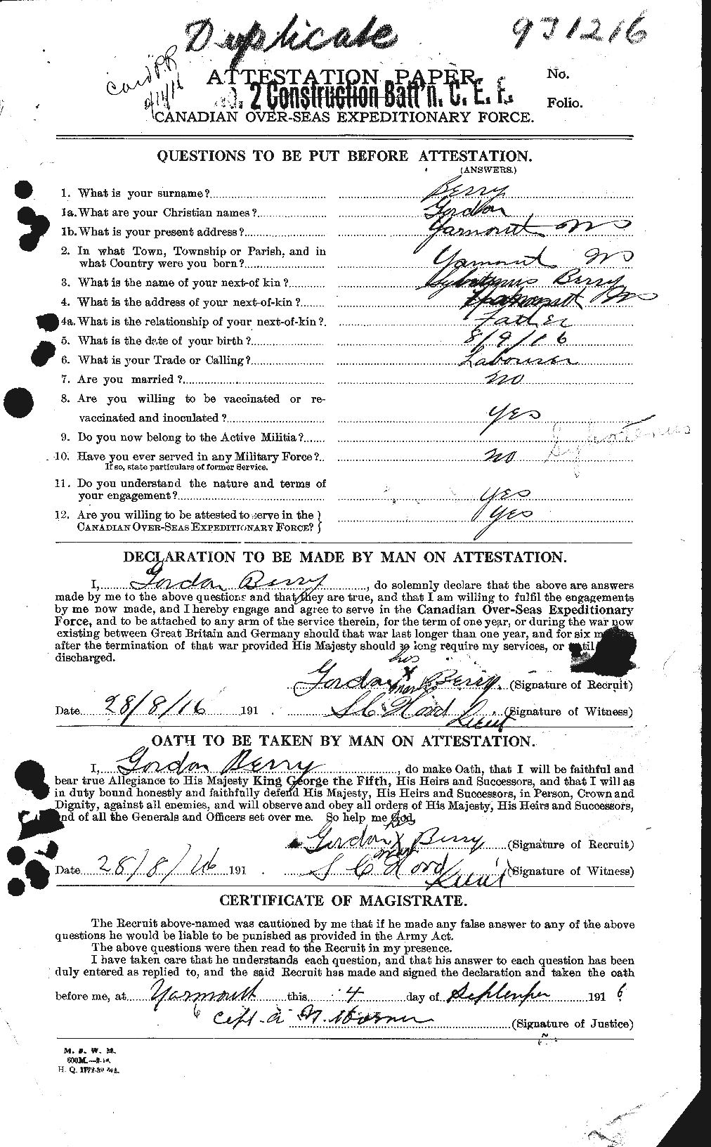 Personnel Records of the First World War - CEF 240903a