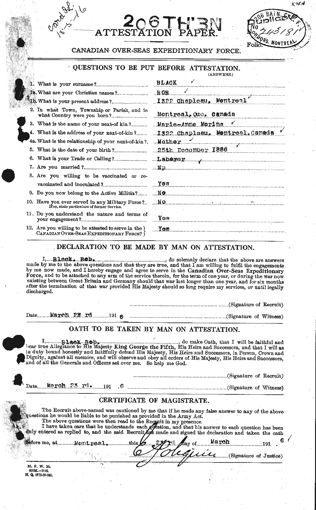 Personnel Records of the First World War - CEF 241229a