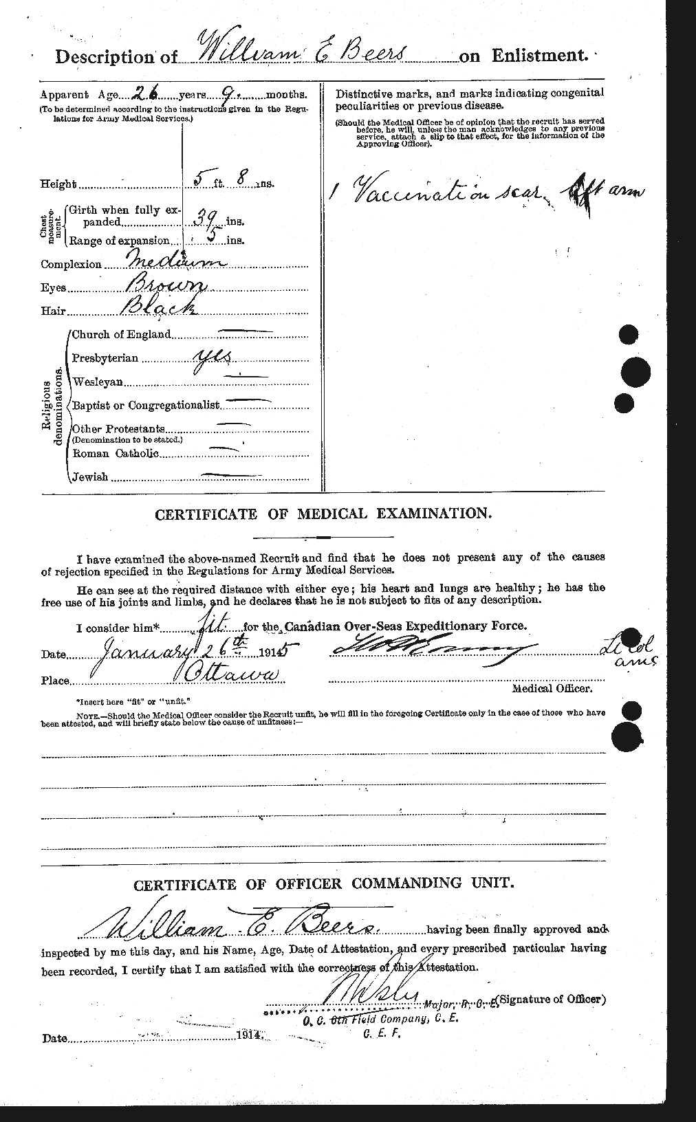 Dossiers du Personnel de la Première Guerre mondiale - CEC 241617b