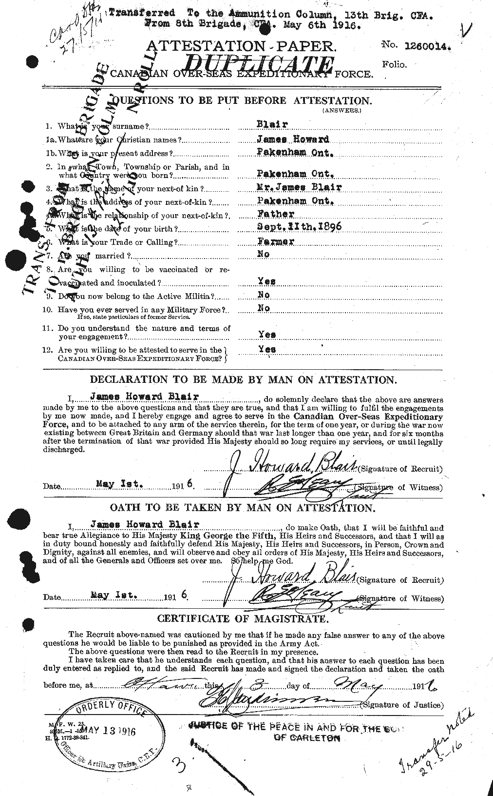 Personnel Records of the First World War - CEF 243072a