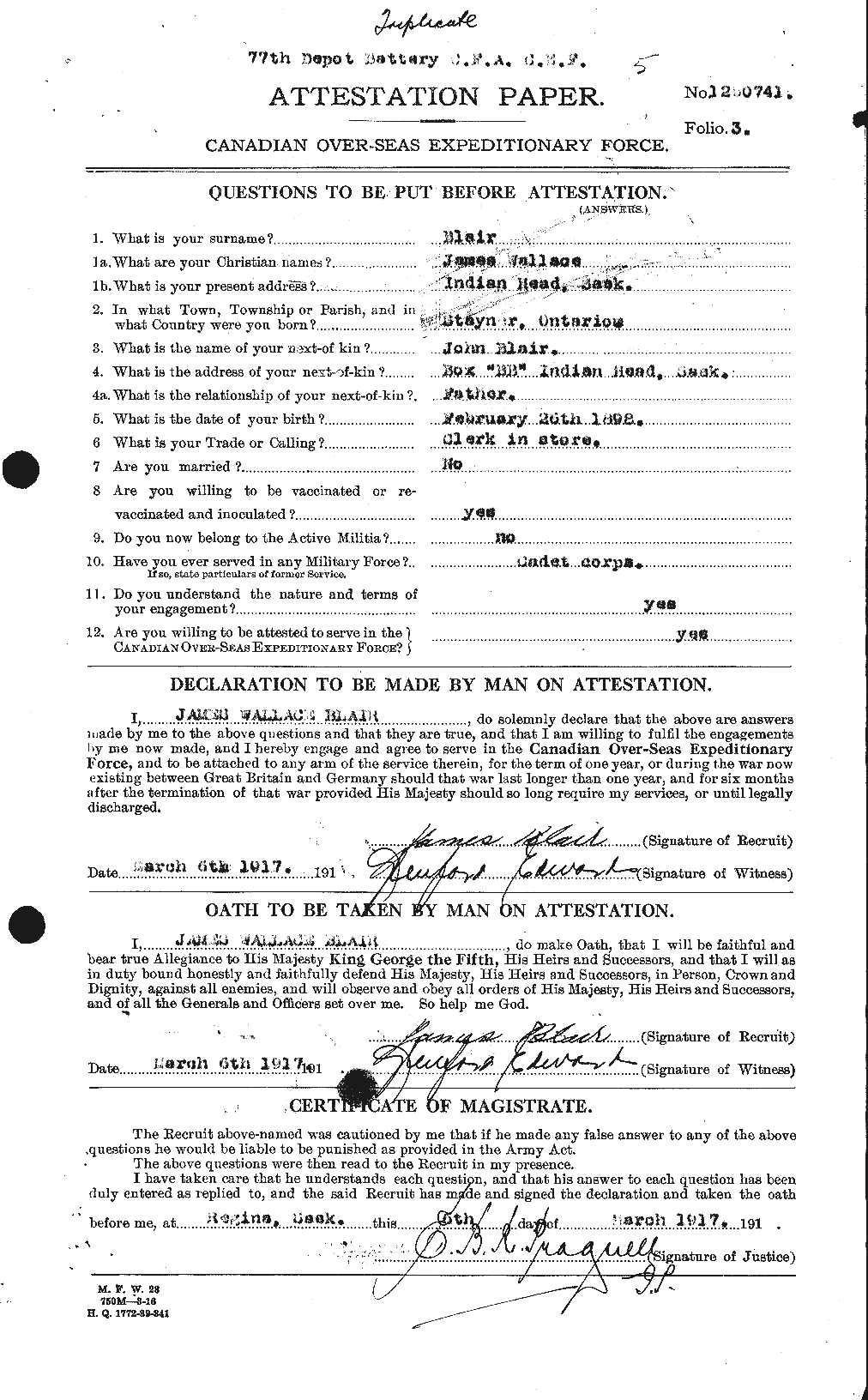 Personnel Records of the First World War - CEF 243075a