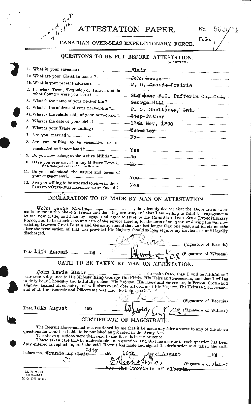Personnel Records of the First World War - CEF 243096a